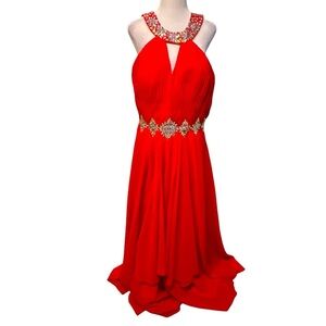 JJ’s House beautiful red beaded dress size 10